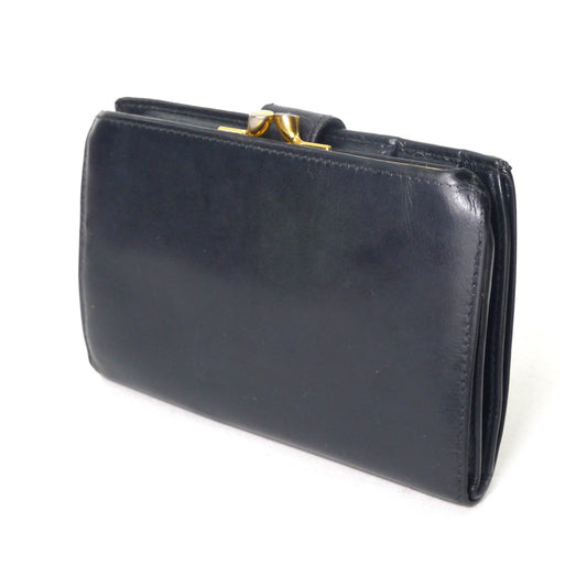 OLD Gucci 総革ホースシューがま口ミドル財布(黒)