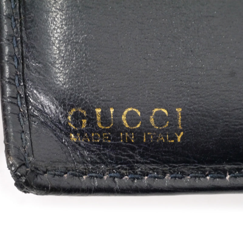 OLD Gucci 総革ホースシューがま口ミドル財布(黒)