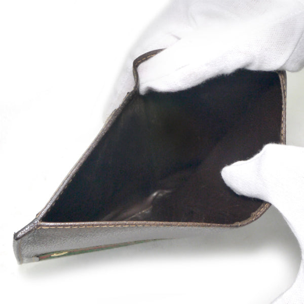 OLD Gucci 総革シェリーGG金具がま口折り財布(茶)