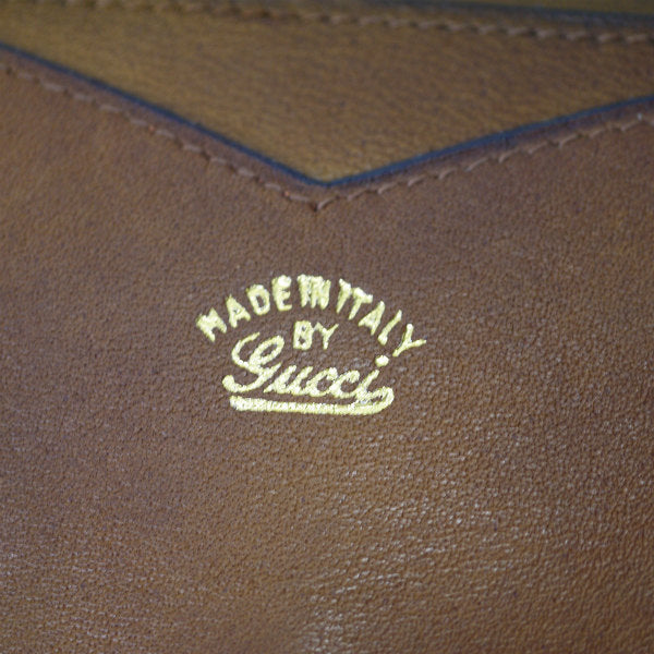 OLD Gucci 総革GG金具がま口折り財布(茶)