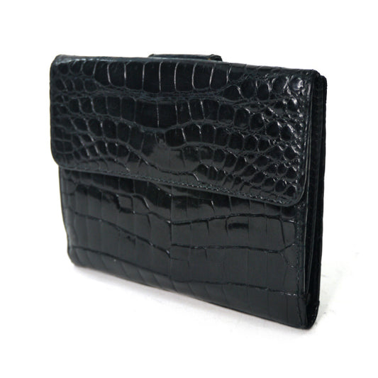 OLD Gucci 最高級クロコダイルWホック折財布(黒)