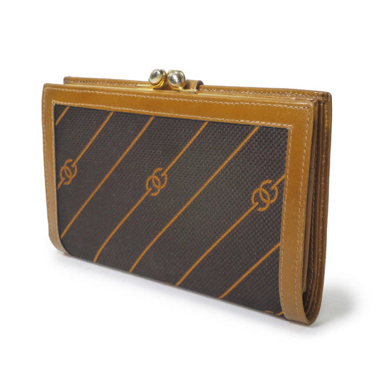 OLD Gucci 流れ星GG柄がま口ミドル折財布(茶)