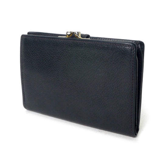 OLD Gucci シボレザーがま口ミドル財布(黒)