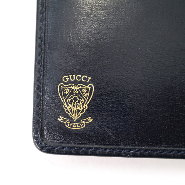 OLD Gucci 総革GG留め具折り財布(濃紺)