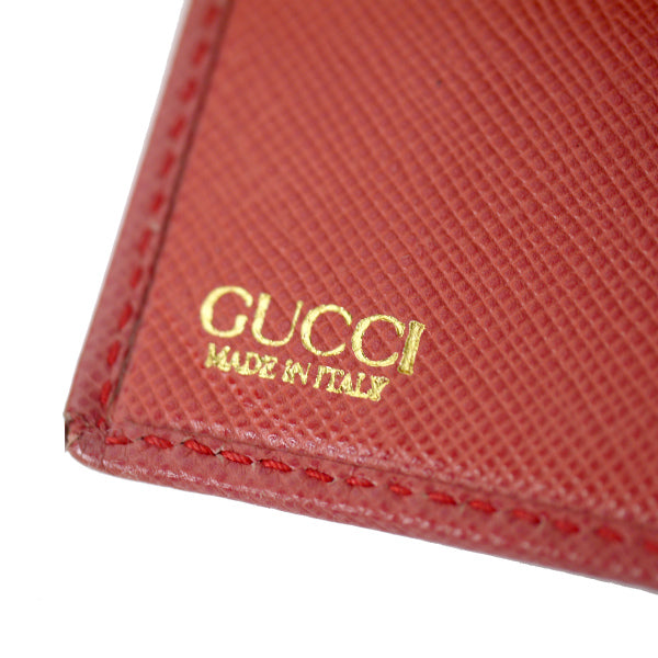 OLD Gucci <訳あり>金ボタン型押しWホック折財布(朱色)