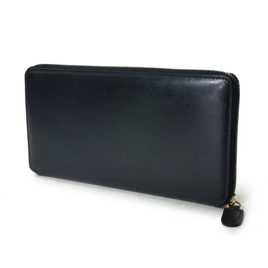 OLD Gucci 総革Gロゴ ラウンドジップ長財布(黒×赤)