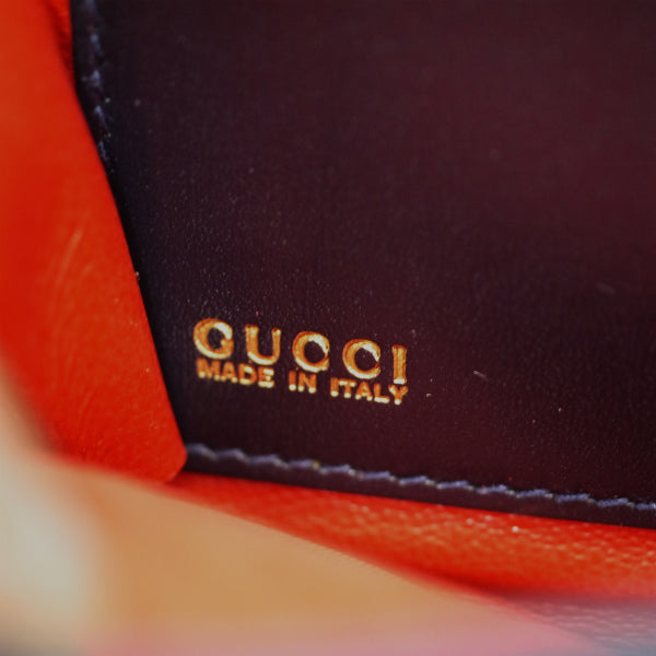 OLD Gucci 総革Gロゴ ラウンドジップ長財布(黒×赤)