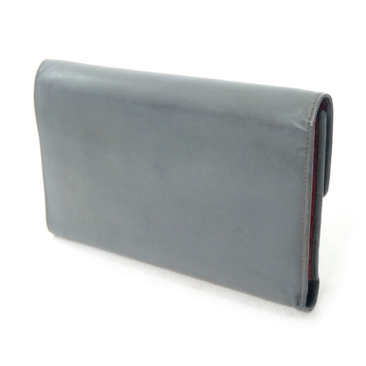 OLD Gucci 総革デュアルトーン長財布(灰×赤)