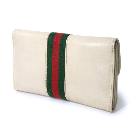 OLD Gucci 総革ビット留め具シェリー長財布(白)