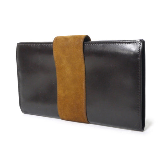 OLD Gucci 異素材MIXがま口長財布(濃茶)