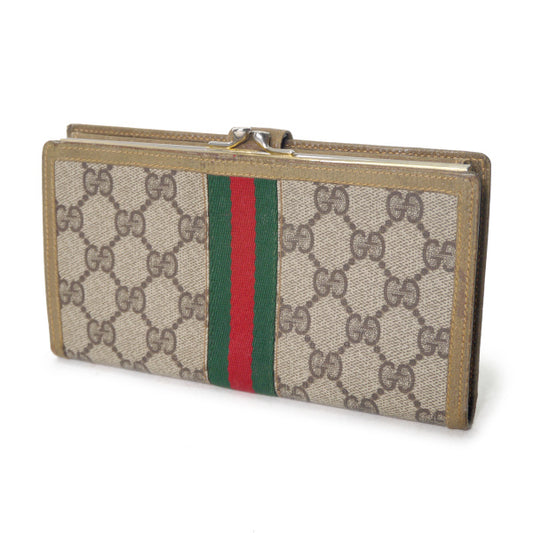 OLD Gucci GG柄シェリーがま口長財布(茶)