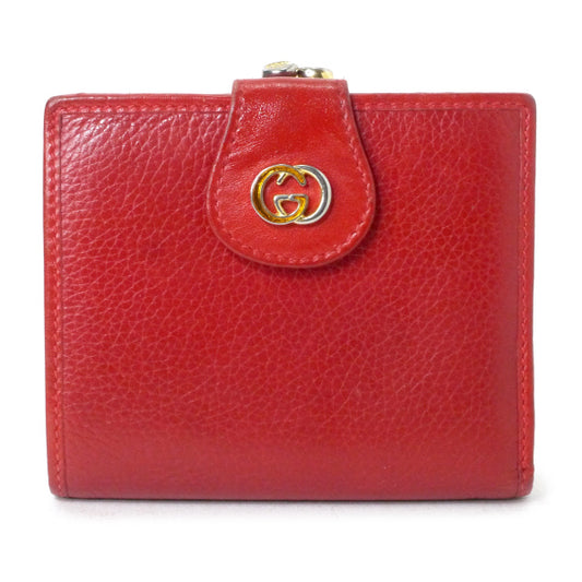 オールドグッチ GG金具がま口レザー折財布(赤)