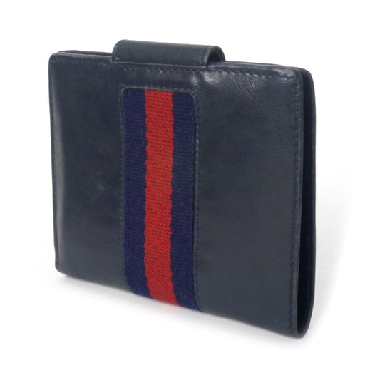 OLD Gucci 総革シェリーGG金具 折財布(濃紺)