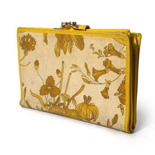 OLD Gucci <訳あり>フローラがま口ミドル折財布(黄)