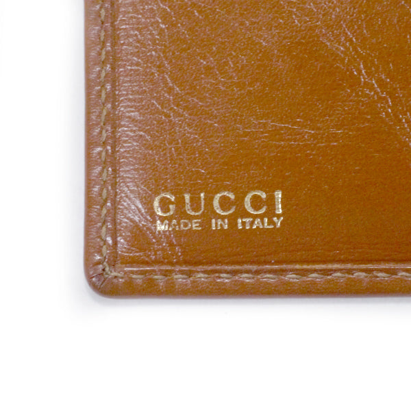 OLD Gucci 総革Gマーク留め具カード&札入れ(茶)
