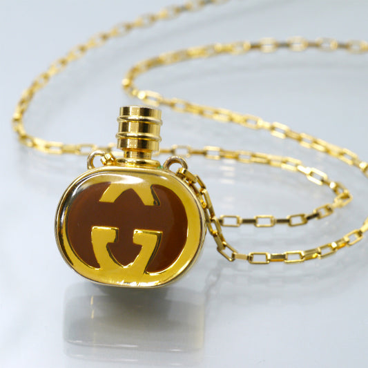 OLD Gucci GGマーク香水ボトル ペンダント(ゴールド)