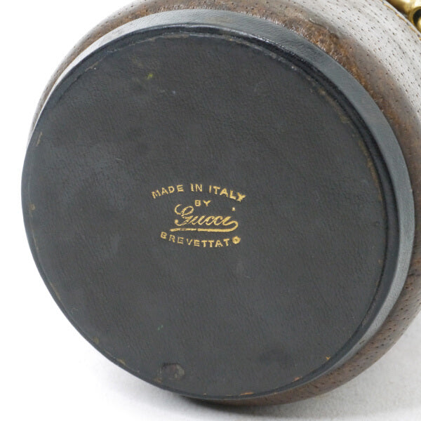 OLD GUCCI レザー製シェリー×ビット ペン立て(濃茶)