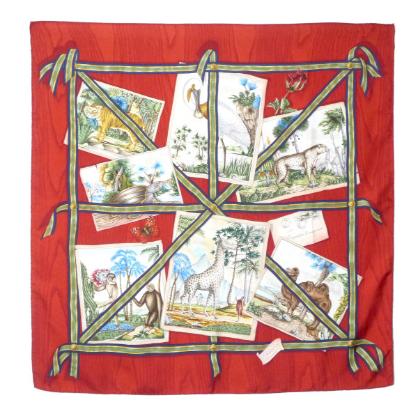 OLD Gucci アニマル柄 大判シルクスカーフ（赤系） – Vintage