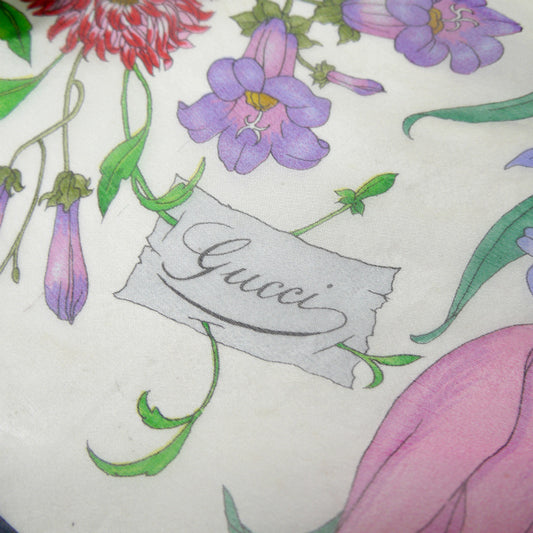 OLD Gucci フローラ 大判シルクスカーフ(紺系 )