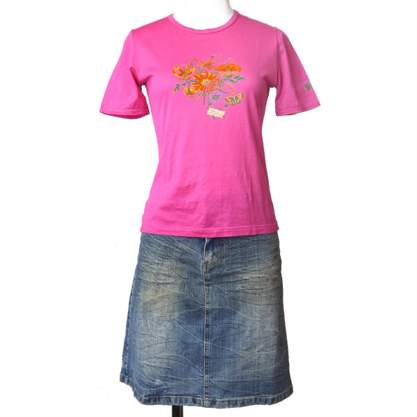 OLD Gucci フローラ コットンTシャツ(ピンク)