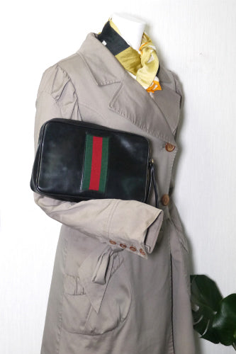 OLD Gucci 縦シェリークラッチバッグ(黒)