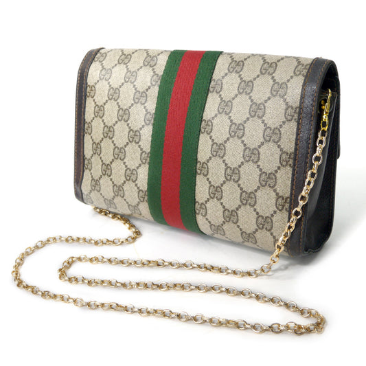 OLD Gucci チェーン付クラッチバッグ(茶)