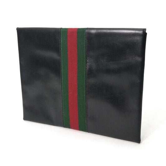 OLD Gucci レターカット総革シェリークラッチ&ポーチ(黒)