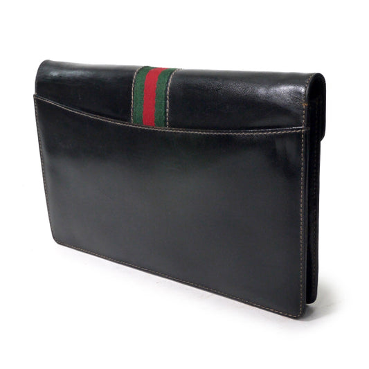 OLD Gucci 総革シェリークラッチバッグ(黒)