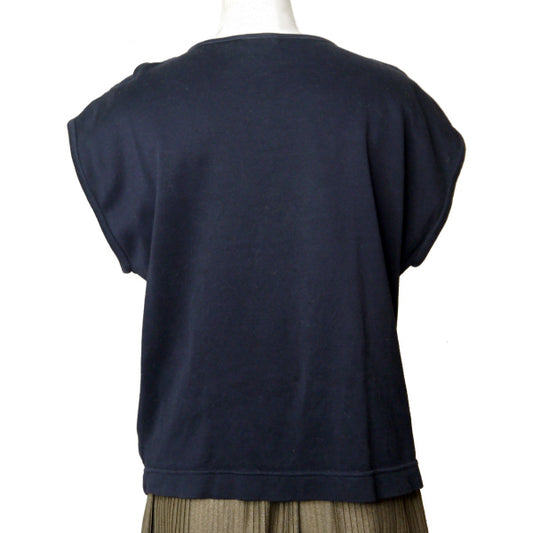 OLD Gucci ロゴ刺繍ブロッキングフレンチスリーブT(紺)