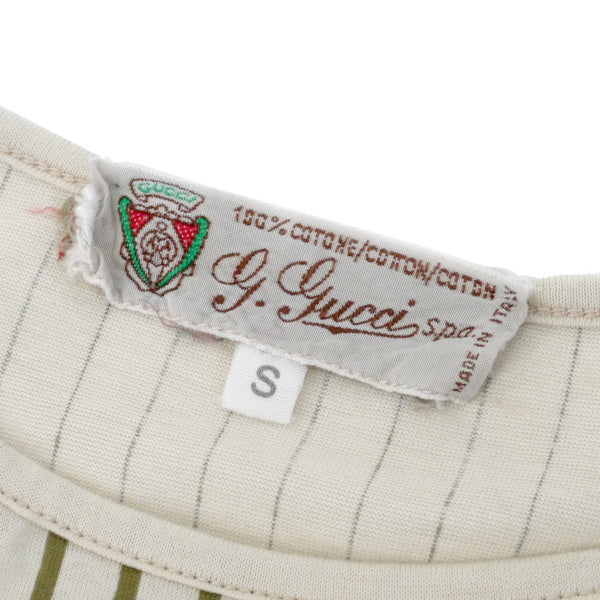 OLD Gucci ダイヤストライプ柄Tシャツ(白系/赤&緑)