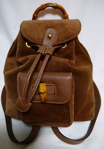 OLD Gucci スエードバンブーリュック(茶)