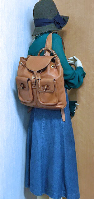 OLD Gucci 総皮バンブーリュック(キャメル)