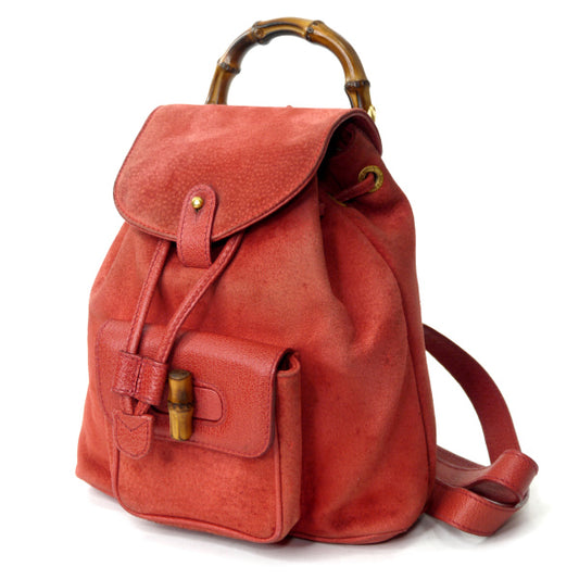 OLD Gucci レア!バンブー スエードミニリュック(赤)