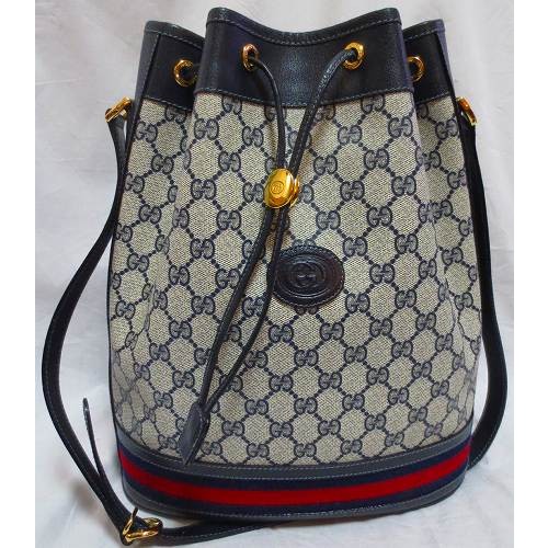 OLD Gucci 巾着型ショルダー 全部シェリー(青)