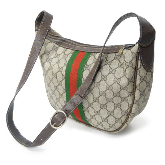 OLD Gucci ハーフムーン型シェリーショルダー(茶)
