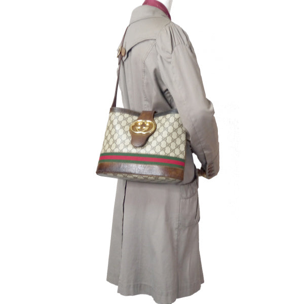 OLD Gucci GG金具バケツ型ショルダー(茶)