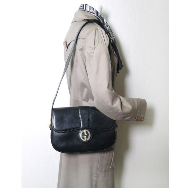 OLD Gucci 1973総革2WAYショルダーバッグ(黒)