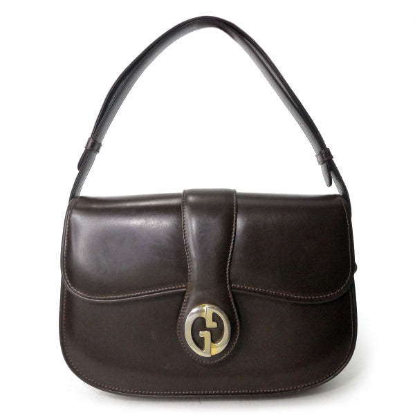 OLD GUCCI ショルダーバッグ OLD Gucci 1973総革2WAYショルダーバッグ（濃茶） – Vintage Shop Rococo