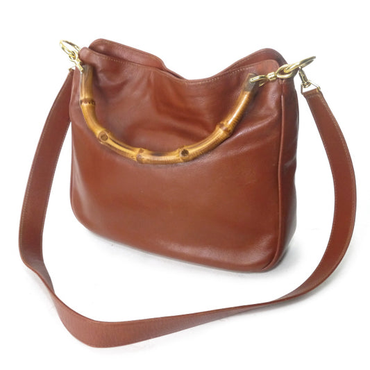 OLD Gucci ホーボー2Wayバンブーバッグ(キャメル・中)