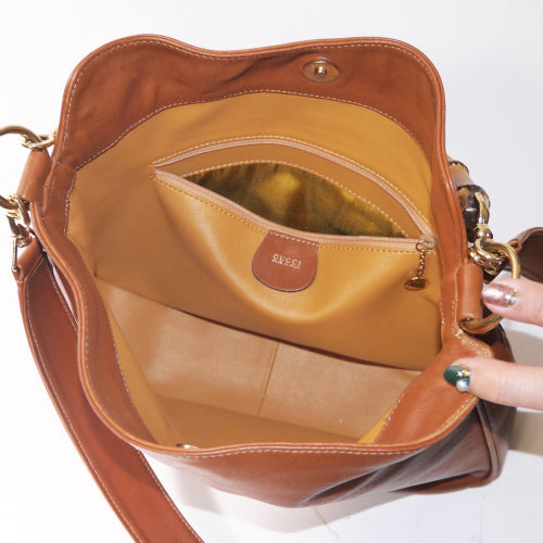OLD Gucci キャメル ホーボー2Wayバンブーバッグ(中)