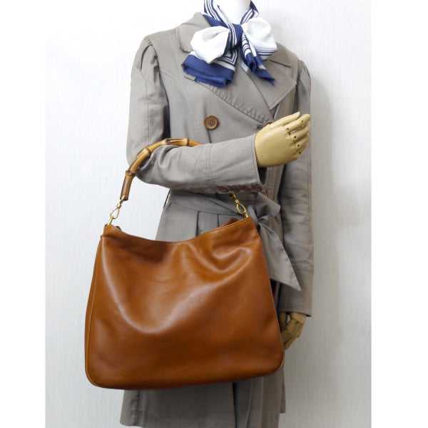 OLD Gucci ホーボー2Wayバンブーバッグ(キャメル・大)