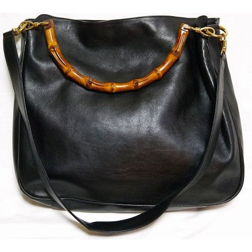 OLD Gucci 黒 ホーボー 2Wayバンブーバッグ(大)