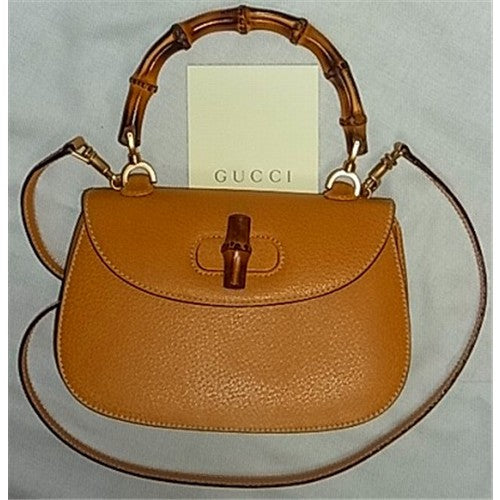 OLD Gucci バンブー2Wayショルダー付きハンドバッグ(ベージュ・小)