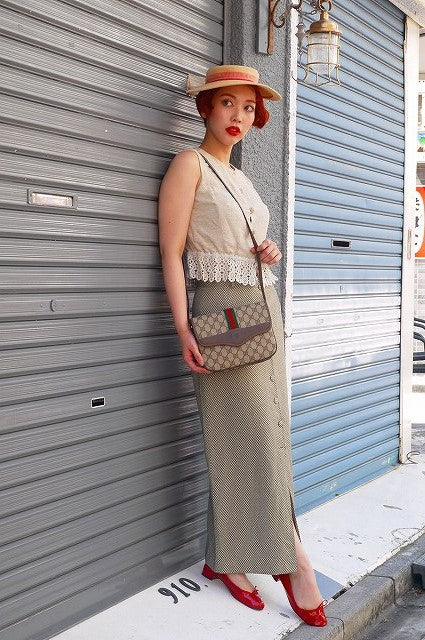 OLD Gucci 3層シェリーポシェットバッグ(茶)