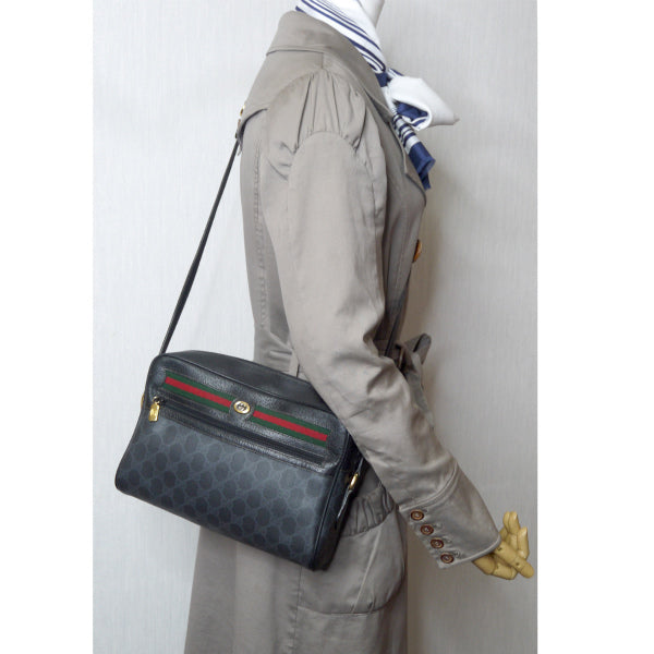 OLD Gucci 定番ショルダー横シェリー(黒・大)