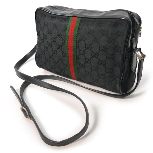 OLD Gucci 定番ショルダー縦シェリー(黒・大)