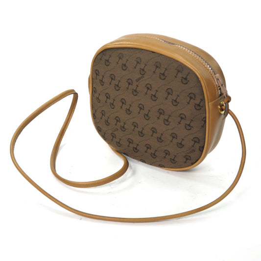 OLD Gucci 激レア!ビット柄ジャガード 丸ポシェット(茶)