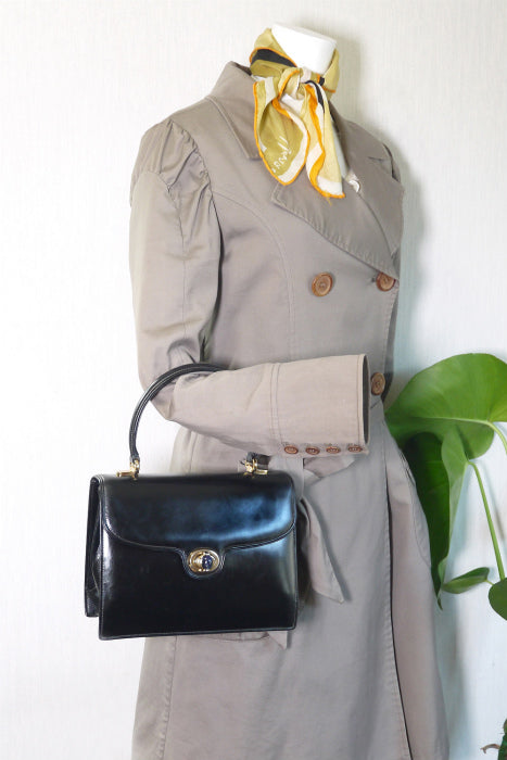 OLD Gucci ラピス総皮ハンドバッグ(黒)