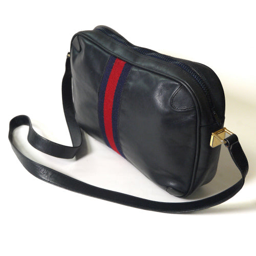 OLD Gucci 総革縦シェリーショルダー(紺)