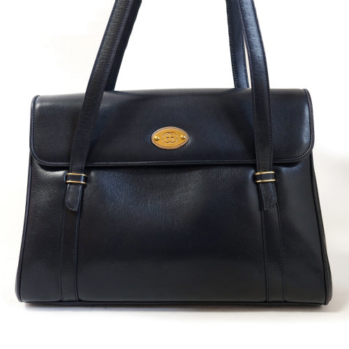 OLD Gucci 黒総革3層式ハンドバッグ(黒)